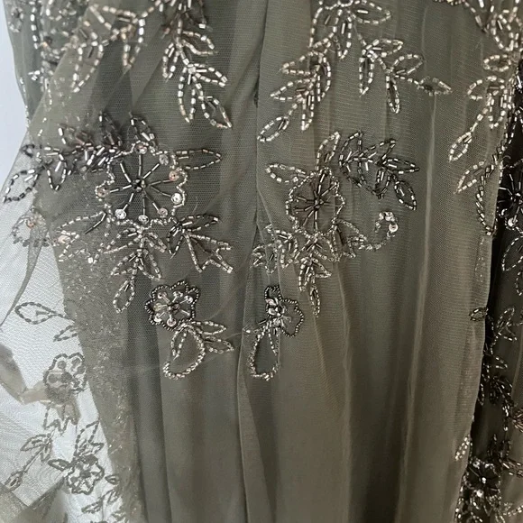 Olive Green beaded prom dress/wedding guest dress - Picture 7 of 14